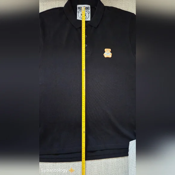 NWTMOSCHINO TEDDY BEAR PATCH BLACK POLO SHIRT Size:L/50